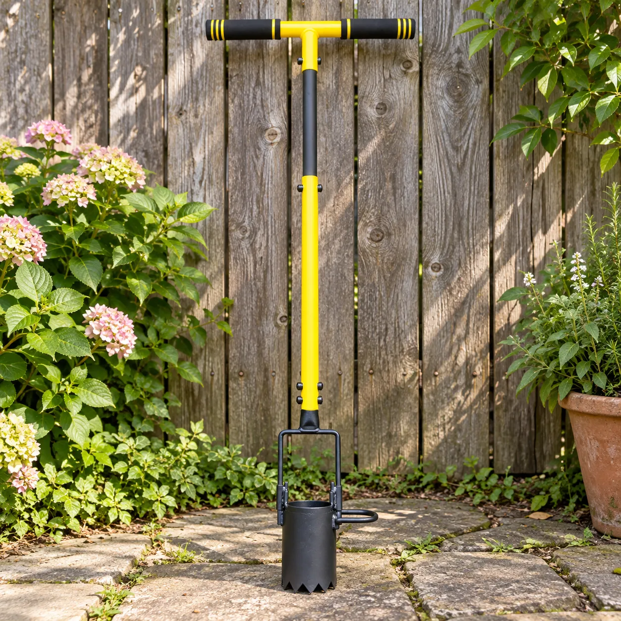 Long-Handle Bulb Planter, alternate view showing its outline and source-supported construction